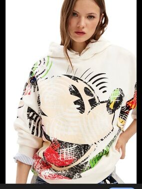 Women’s Desigual x Christian Lacroix Cream Mickey Hoodie Sweatshirt